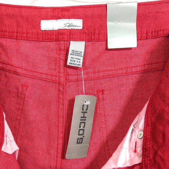 Chico's 2.5 Red Jeans Platinum Modern NWT - 1 spot - Picture 7 of 8